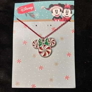 Disney Red and Green Peppermint Mickey Pendant Necklace
